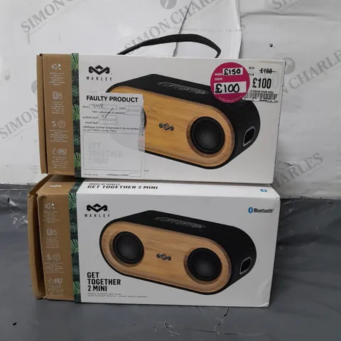 LOT OF 2 MARLEY GET TOGETHER 2 MINI PORTABLE BLUETOOTH SPEAKER