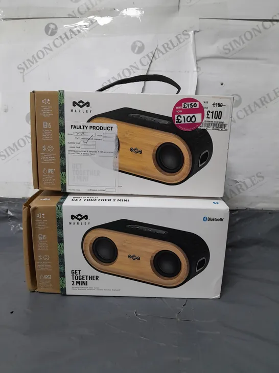 LOT OF 2 MARLEY GET TOGETHER 2 MINI PORTABLE BLUETOOTH SPEAKER