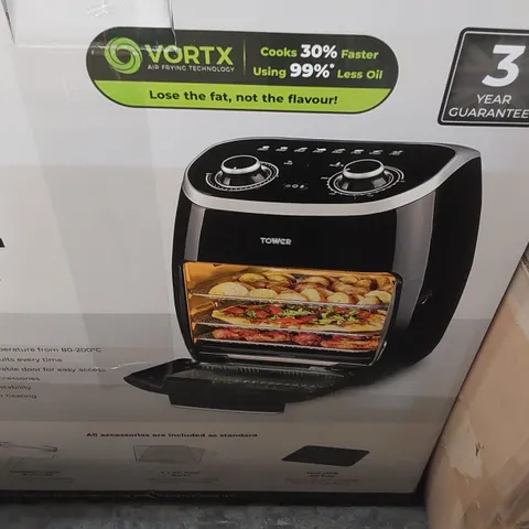 BOXED 11L TOWER MANUAL AIR FRYER OVEN (1 BOX)