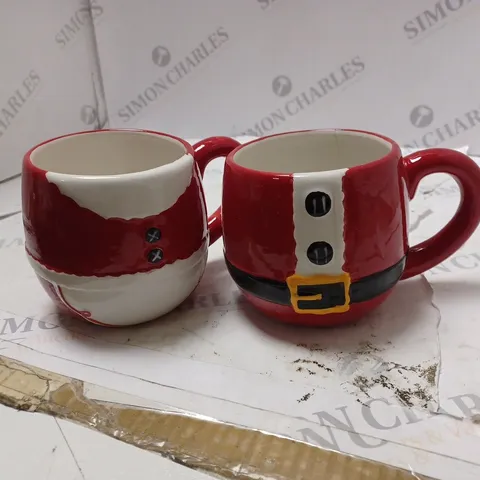 SET OF TWO SANTA AND MRS CLAUS STACKABLE MUGS