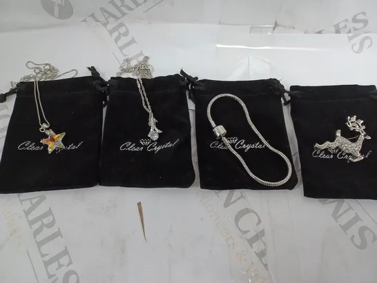 4 X BAGGED CLEAR CRYSTAL JEWELLERY PRODUCTS IN VARIOUS DESIGNS