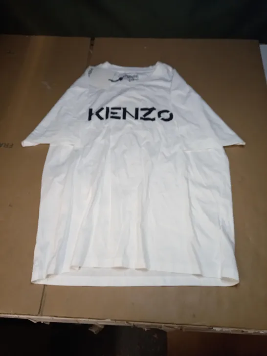 KENZO BLACK LOGO ON WHITE SHIRT - XL