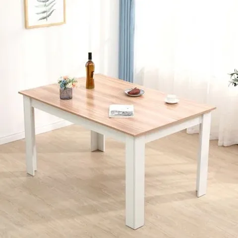 BOXED MODERN SOKID WOODEN DINING TABLE IN PINE OAK AND WHITE (1 BOX)