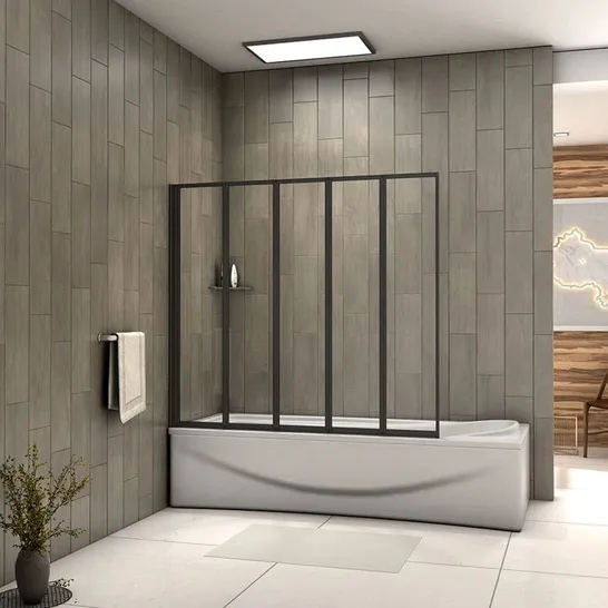 BOXED GIENLEE 1400MM HEIGHT 5 FOLDING PIVOT SHOWER BATH SCREEN PANEL (1 BOX)