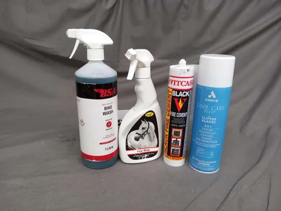 APPROXIMATELY 11 ASSORTED CLEANING AND PROTECTION PRODUCTS TO INCLUDE; BSA, VITCAS AND SMART GROOMING