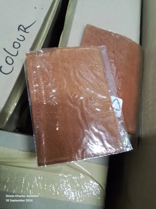 BOX CONTAINING APPROXIMATELY 1000 PASSPORT CASES/COVER IN TAN LEATHER