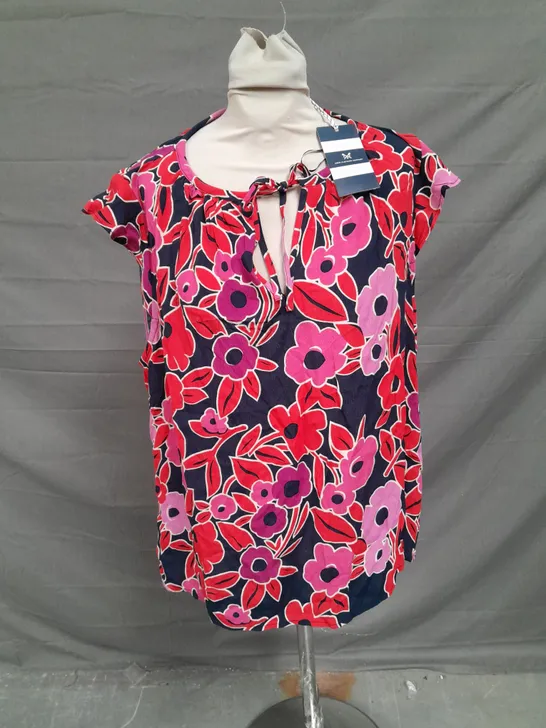 CREW CLOTHING COMPANY ONDINE FRILL SLEEVE TOP IN MULTI FLORAL SIZE 18