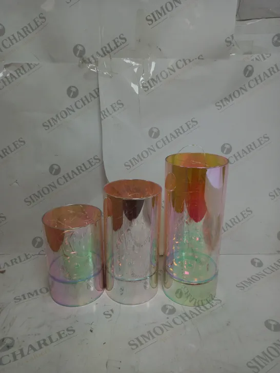 BUNDLEBERRY BY AMANDA HOLDEN SET OF WIRE LIGHT GLASS CYLINDER LANTERNS