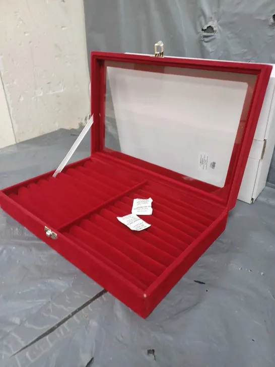 LOT OF 20 BRAND NEW RED JEWELLERY BOXES WITH VIEWING WINDOW