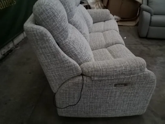 QUALITY BRITISH DESIGNER G PLAN KINGSBURY 3 SEATER (CURVED) ELECTRIC RECLINER DBL HRLM B102 SHORE OATMEAL FABRIC 