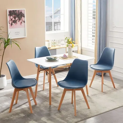 BOXED SET OF 4 HYKKON NERO UPHOLSTERED SIDE CHAIRS - AEGEAN BLUE (1 BOX)