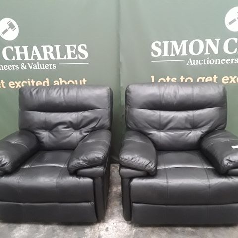 QUALITY PAIR OF BLACK FAUX LEATHER POWER RECLINING ARMCHAIRS 