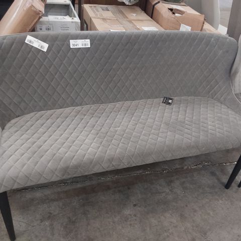 DESIGNER GREY QUILTED FABRIC UPHOLSTERED BENCH SEAT 