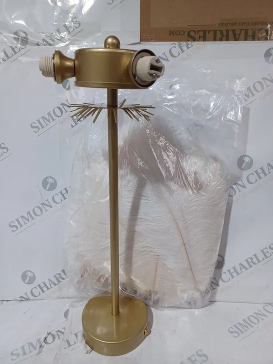 BOXED UNBRANDED CEILING LIGHT WITH FEATHER EFFECT SHADE IN METALLIC GOLD COLOUR