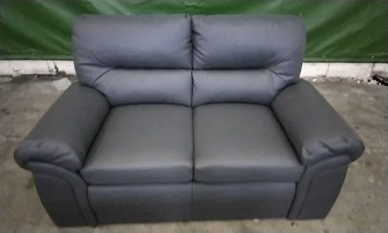 DESIGNER GREY LEATHER 2 SEATER SOFA