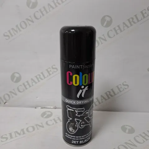 APPROXIMATELY 23 PAINT FACTORY COLOUR IT ALL PURPOSE SPRAY PAINT IN JET BLACK 250ML 