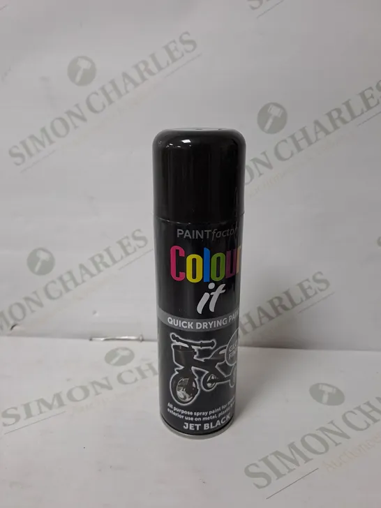 APPROXIMATELY 23 PAINT FACTORY COLOUR IT ALL PURPOSE SPRAY PAINT IN JET BLACK 250ML 