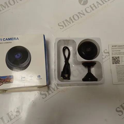 BOXED HD VIDEO WI-FI CAMERA WITH STAND, USB CABLE AND INSTRUCTIONS