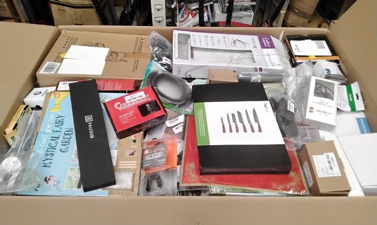 PALLET OF ASSORTED ITEMS INCLUDING LED LIGHTING KIT, FINETOOL KITCHEN KNIFE SET, LARGE PROFESSIONAL GUILLOTINE, CALL CENTRE HEADSET, USB-C M TO HDMI AM CABLE 