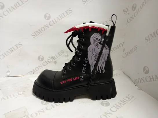 KOI VEGAN GRIM REAPER PLATFORM BOOTS UK SIZE 4