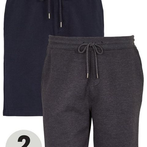 LOT OF APPROXIMATELY 5 ASSORTED BRAND NEW PACKS (2 PER PACK) OF DESIGNER NAVY/CHARCOAL JOGGER SHORTS SIZE M