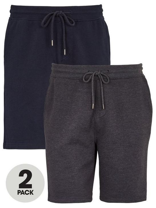 LOT OF APPROXIMATELY 5 ASSORTED BRAND NEW PACKS (2 PER PACK) OF DESIGNER NAVY/CHARCOAL JOGGER SHORTS SIZE M RRP £150