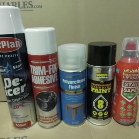 LOT OF 11 ASSORTED AEROSOLS TO INCLUDE DE-ICER, ADHESIVE AND SPRAY PAINT / COLLECTION ONLY