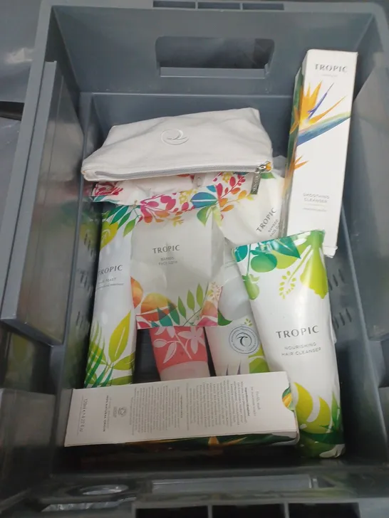 TOTE OF APPROXIMATELY 10 ASSORTED TROPIC SKINCARE PRODUCTS