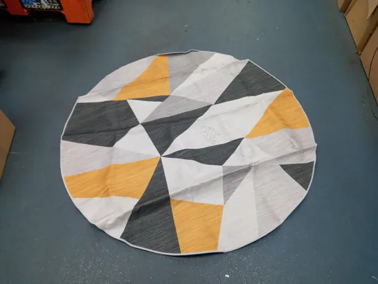 CURCULAR MODERN DESIGN RUG IN YELLOW, WHITE, AND GREY 