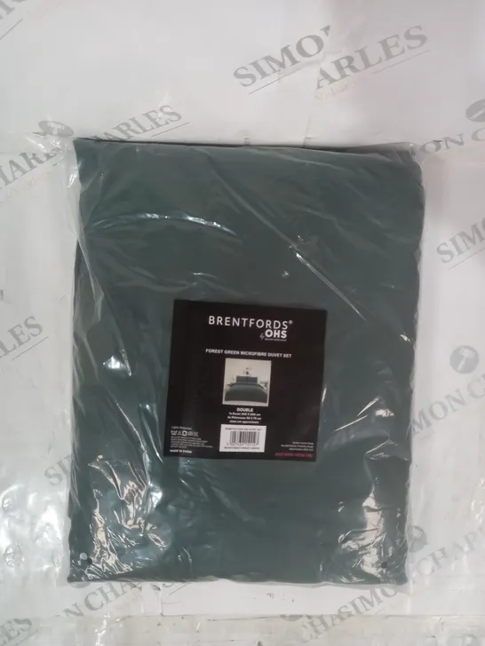 BRENTFORDS BY OHS FOREST GREEN MICROFIBRE DUVET SET - DOUBLE