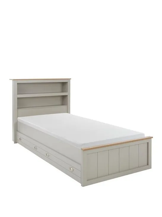 BOXED GRADE 1 ATLANTA GREY SINGLE BED WITH STORAGE (2 BOX) RRP £319.99