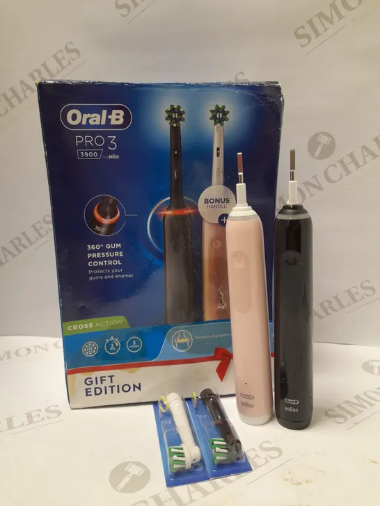 ORAL-B PRO 3 3900 CROSS ACTION ELECTRIC TOOTHBRUSH DUO 