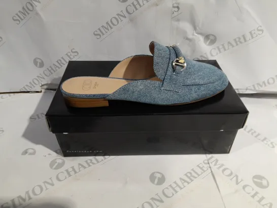 BOXED PAIR OF DUNE LONDON LOAFERS IN BLUE DENIM UK SIZE 6