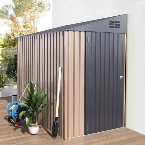 BOXED BLOCKUS 4FT W X 7FT D GALVANISED STEEL PENT GARDEN SHED (2 BOXES)