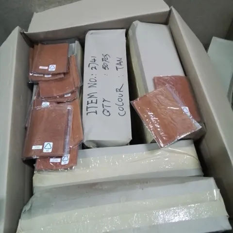 BOX CONTAINING APPROXIMATELY 1000 PASSPORT CASES/COVER IN TAN LEATHER