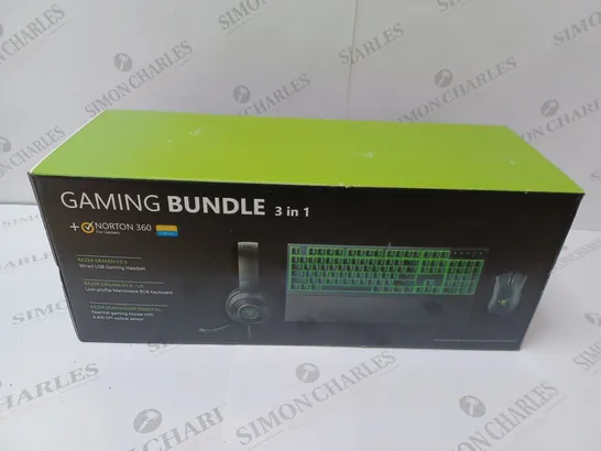 BOXED BRAND NEW RAZOR 3 IN 1 GAMING BUNDLE TO INCLUDE RAZER KRAKEN V3 X HEADSET, RAZER ORNATA V3 X RGB KEYBOARD & RAZER DEATHADDER ESSENTIAL GAMING MOUSE	