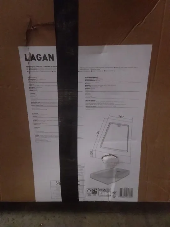 BOXED LAGAN SHOWER TRAY 76 X 120 X 15CM