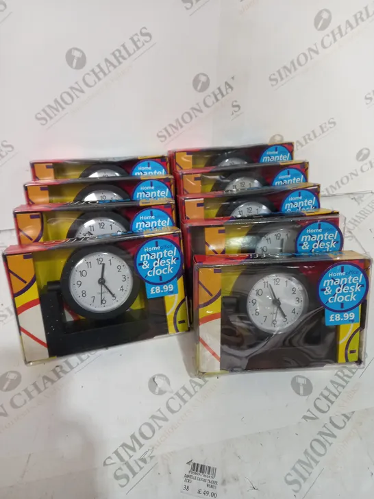 BOX OF APPROX 9 HOMEOFFICE MANTEL AND DESK CLOCKS