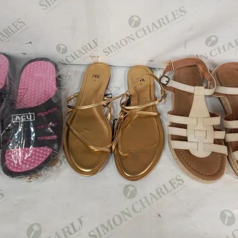 BOX OF APPROXIMATELY 20 ASSORTED PAIRS OF SHOES IN VARIOUS STYLES AND SIZES TO INCLUDE ZARA, FAT FACE, VIVADIA, ETC