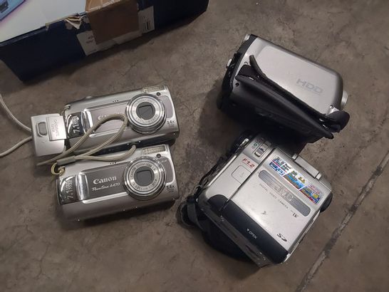 PALLET OF ASSORTED ELECTRONIC APPLIANCES, INCLUDING DIGITAL CAMERAS, DIGITAL VIDEO CAMERAS, ZYXEL GATEWAY DUEL BAND WIRELESS ROUTER, OFFICE STAPELER, BT RANGE EXTENDER, SHREWSBURY SM300 VINTAGE MICRO 