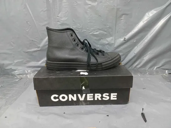 CONVERSE MENS TONAL LEATHER HI TOP TRAINERS BLACK SIZE 7