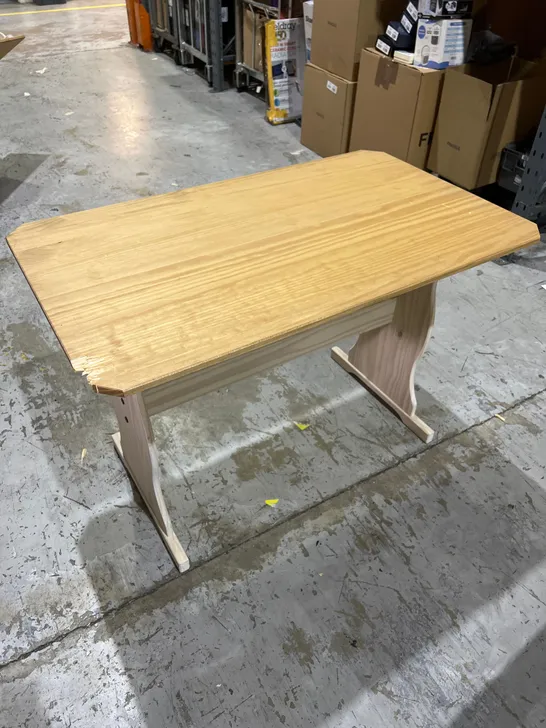 WOODEN TABLE APPROX 110 X 65CM WITH TWO BENCHES APPROX 105X30CM EACH - COLLECTION ONLY