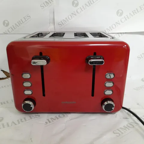 BOXED COOKWORKS 4 SLICE TOASTER IN RED