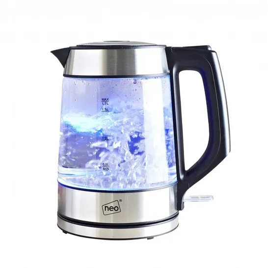 BOXED NEO CORDLESS NORDIC ILLUMINATED GLASS KETTLE - SILVER (1 BOX)