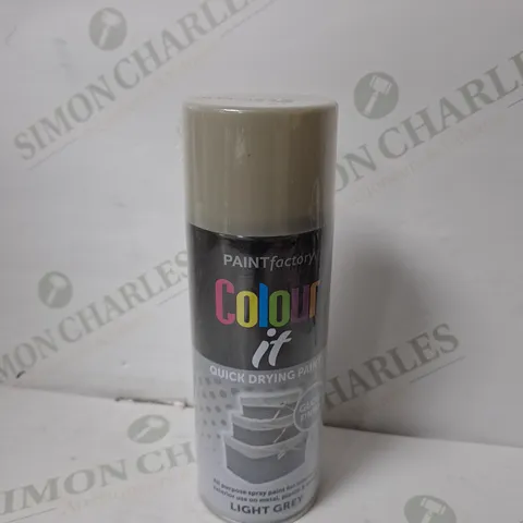 APPROXIMATELY 12 PAINT FACTORY COLOUR IT ALL PURPOSE SPRAY PAINT IN LIGHT GREY 400ML 