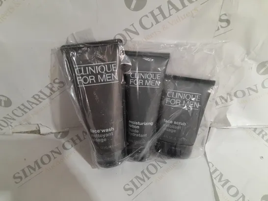 BOXED CLINIQUE FACE WASH, MOISTURISING LOTION, AND FACE SCRUB SET