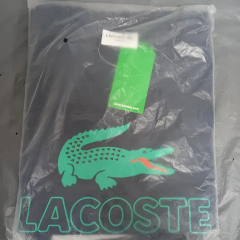 LACOSTE NAVY BLUE LOGO PRINT T-SHIRT - SIZE XL