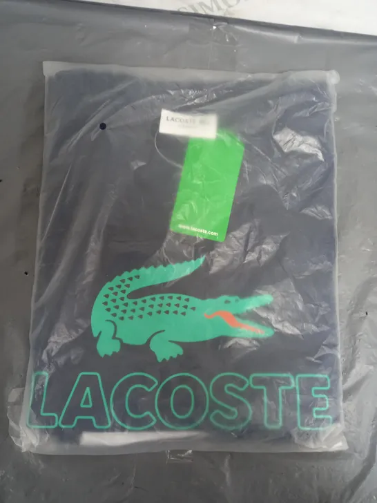 LACOSTE NAVY BLUE LOGO PRINT T-SHIRT - SIZE XL