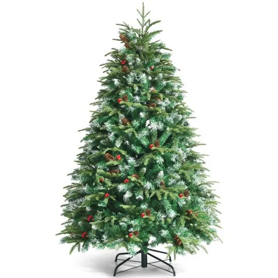 BOXED COSTWAY 5/6 FEET ARTIFICIAL CHRISTMAS TREE WITH LED LIGHTS AND TIPS-6 FT