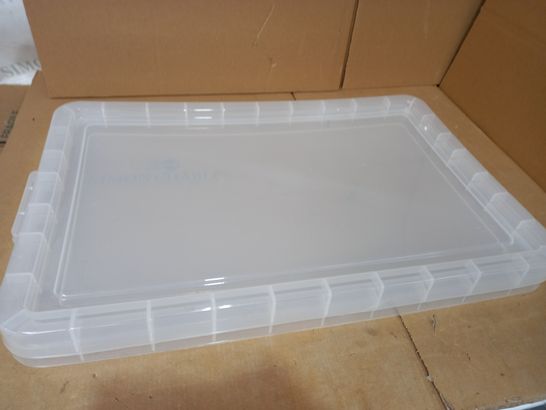 LOT OF 2 ASSORTED PLASTIC STORAGE BOX LIDS (LIDS ONLY)